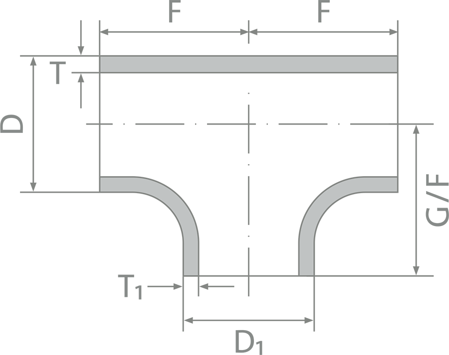 Technische Zeichnung für T-Stück